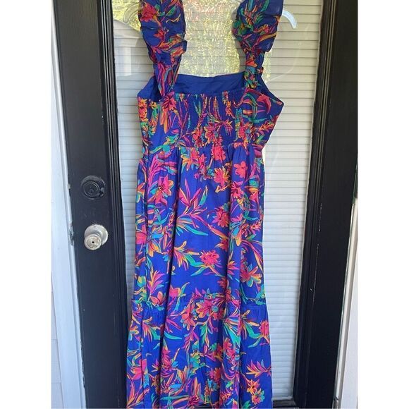 NWT JCrew Floral Tropical Square Neck Midi Dress Blue Size 8 - Picture 16 of 16